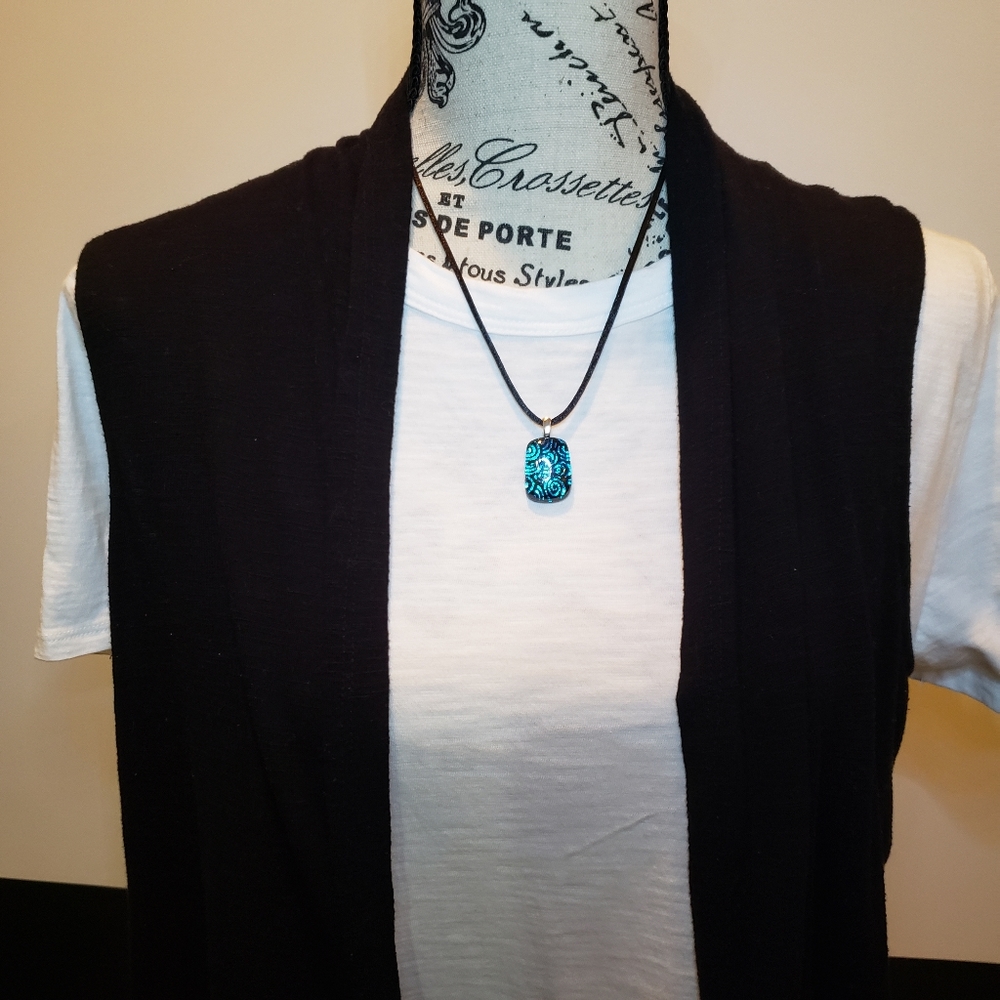 Handmade Dichroic Glass Pendant Necklace.